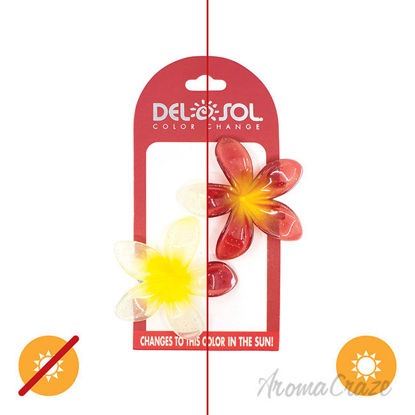 Picture of Color-Changing Hair Clips Color Splash Plumeria Yellow to Red by DelSol for Women 1 Pair Hair Clips