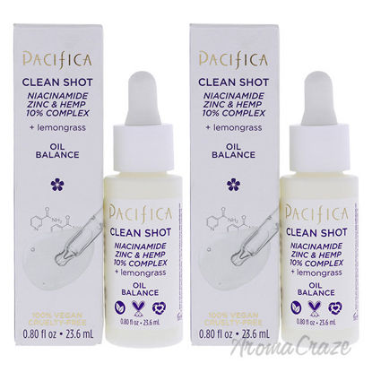 Picture of Clean Shot Niacinamide Zinc and Hemp 10 Percent Complex by Pacifica for Unisex 0.8 oz Serum Pack of 2